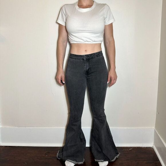 Rock and Roll Denim Black Flare Jeans Size 27x32 - Picture 2 of 11